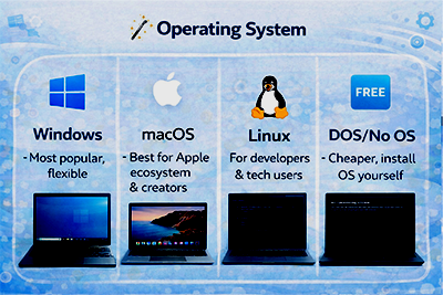 Laptop operating system comparison including Windows and macOS